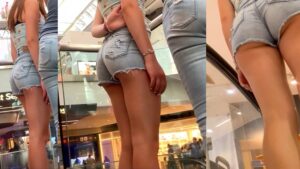 sexy candid girls denim shorts