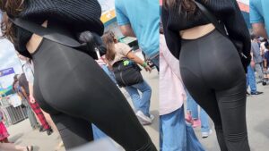 sexy candid girls spandex vpl