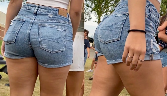 candid ass tight shorts