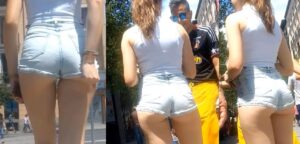 sexy candid ass cheeky shorts