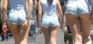 candid voyeur denim shorts